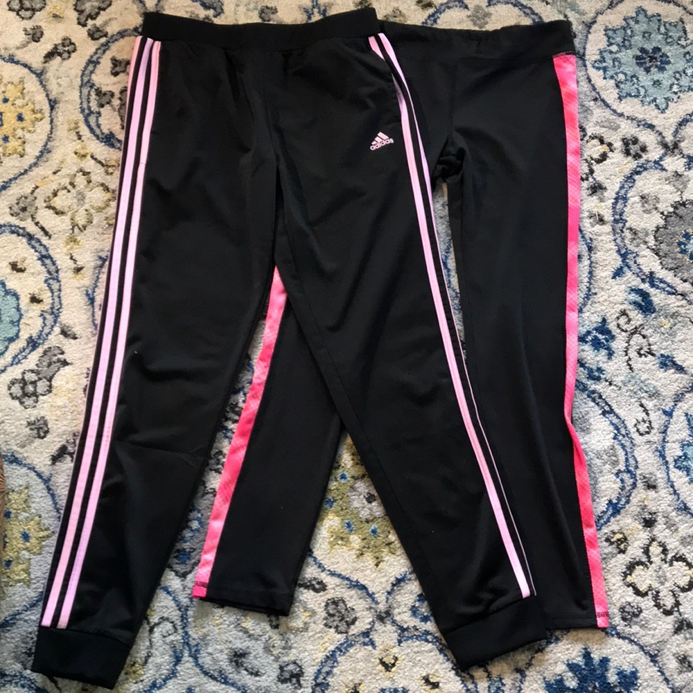 Two pack black w/ pink stripe pants youth XL